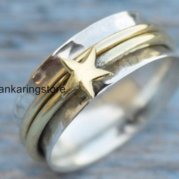 Star Spinner Ring, 925 Sterling Zilveren Ring, Handgemaakte Ring, Meditatie Ring, Verklaring Ring, Mooie Ring, Cadeau voor Moeder * Classic Ring