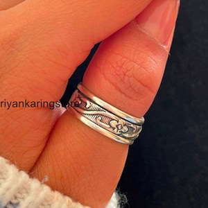 925 Sterling Silver Spinner Ring, Handmade Ring, Spinner Ring, Meditation Ring, Thumb Ring, Gift Ring, Silver Flower Spinner Ring, PK40