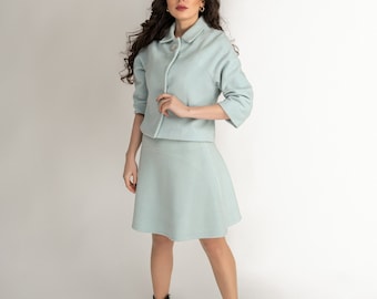 Mint Short Coat “ Tiara “ Large Diamond Fairy Coat Match With “ Arielle “ Flared Skirt Size on Model M