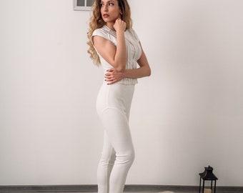 Curves Legging / Pants Body Sculpting White Legging” Molyneux “Pants/ Edition Size on Model M