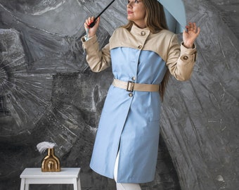 Zweifarbiger Trenchcoat: Frühlingsmode, komfortables Design