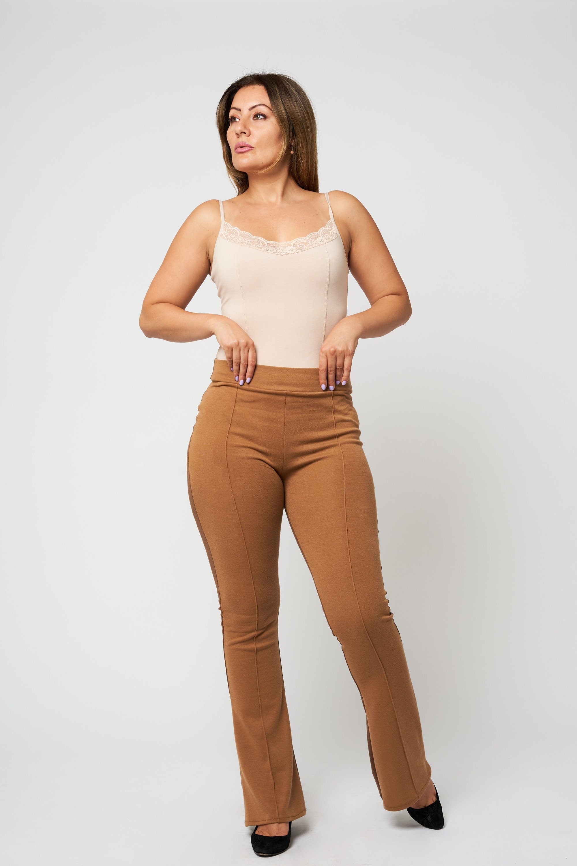 Pantalones Punto Roma Pantalones de viscosa Pantalones ligeros acampanados Pantalones artisticos entallados Pantalones comodos y calidos Etsy Mexico