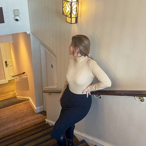 Women Winter Turtleneck Bodysuit High Neck Long Sleeve Bodysuit Under Jacket Winter Wear Ladies Casual Winter Outfit Tops
