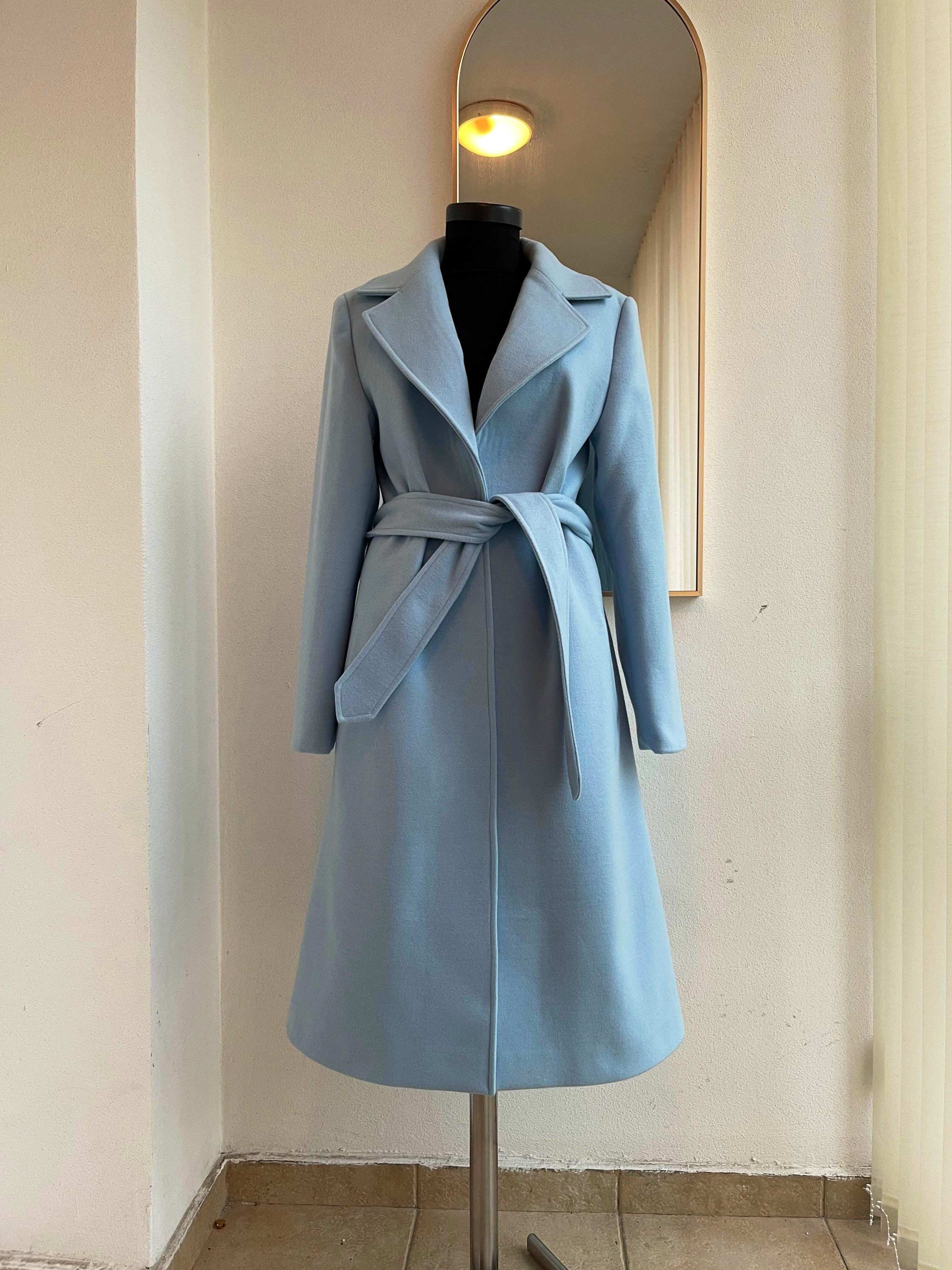 Baby blue wool coat clearance