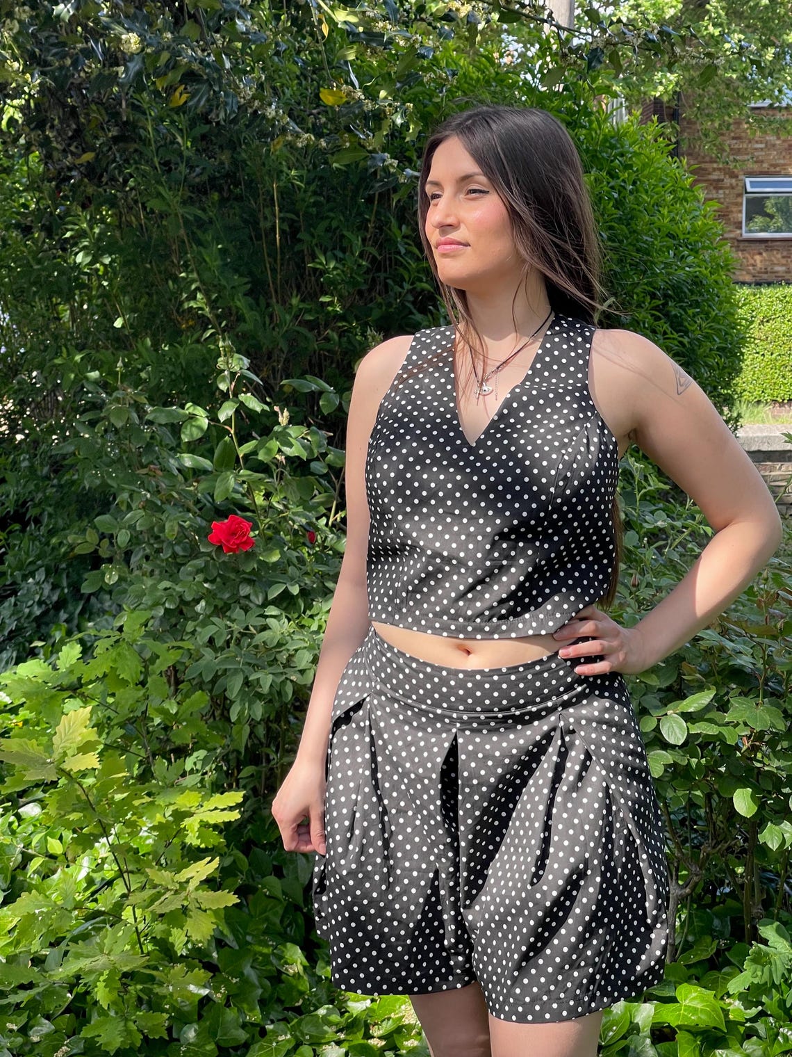 Polka Dot One-Shoulder Top & Maxi Skirt Set main image 1