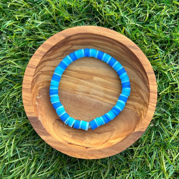 Blue Color Block Bracelet, Preppy Beaded Bracelet Accessory