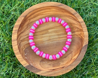 Pink Pearl Bracelet, Preppy Beaded Bracelet Accessory