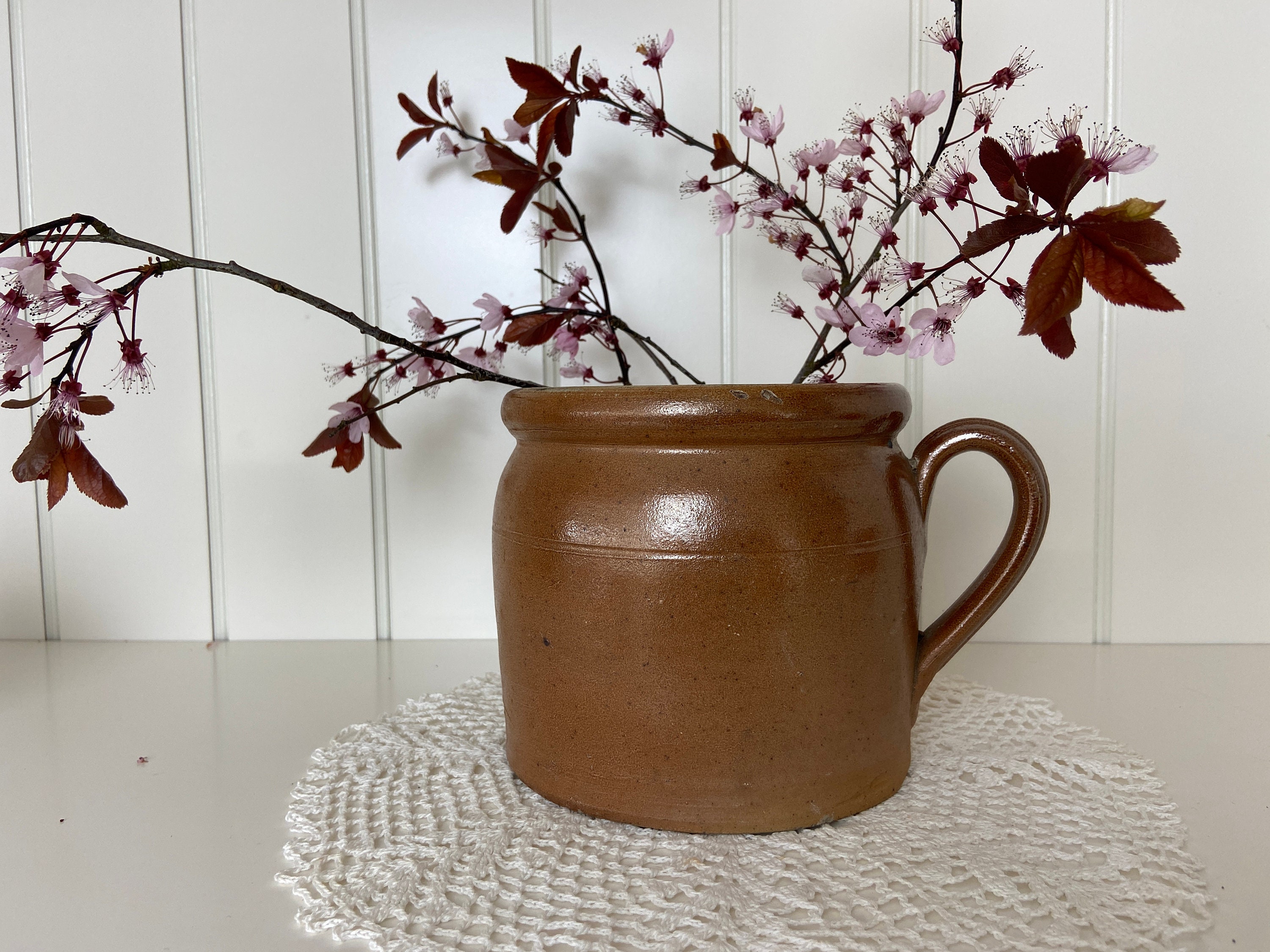 Rustic, Poterie Français, Pot en Faïence, Français Confit, Antique Décor Provincial Grès Des Années 