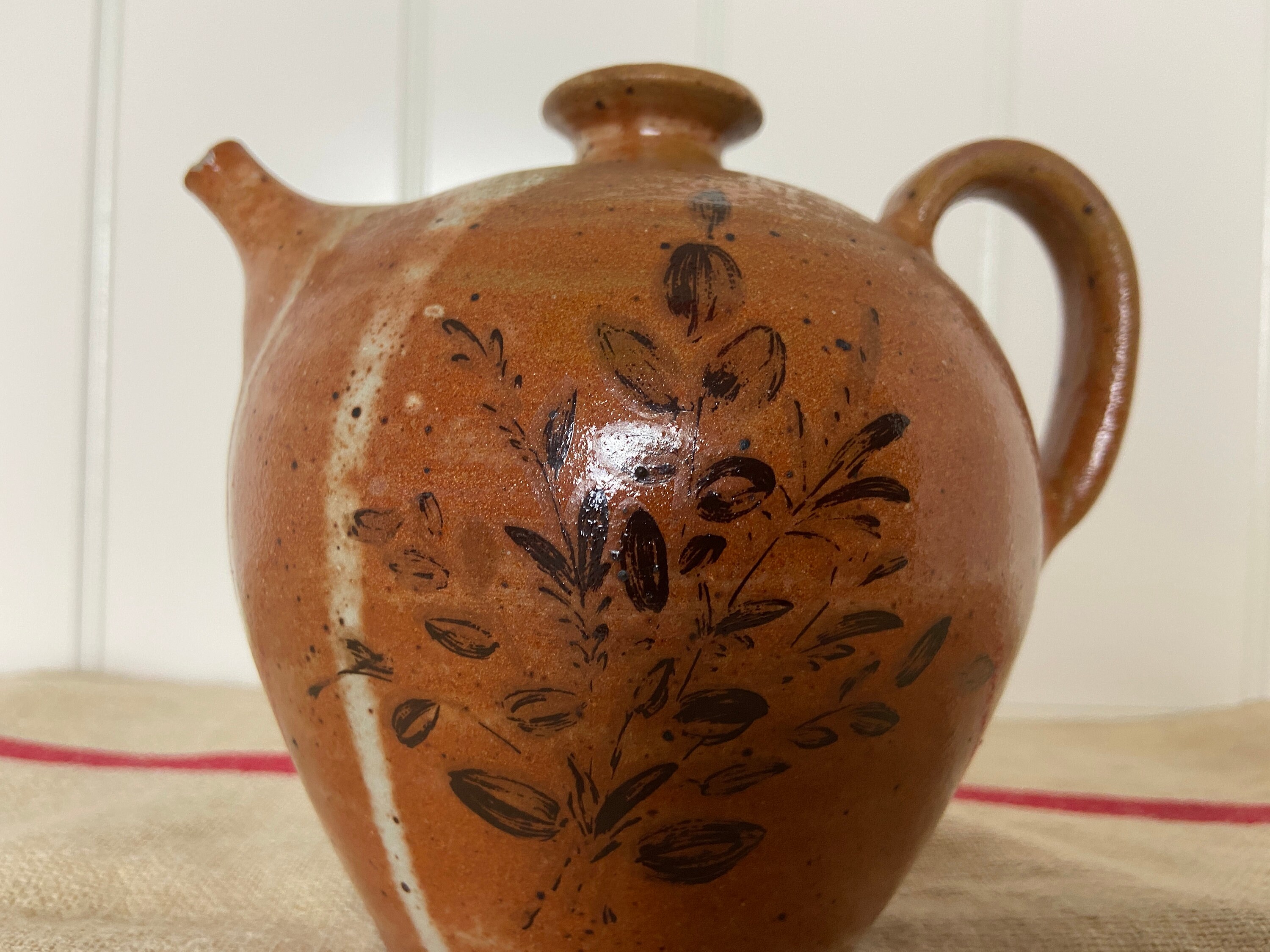 Pichet d'huile d'olive Antique, Pot de Faïence Français, Cruche Vintage, Poterie Fait à La Main, Éma