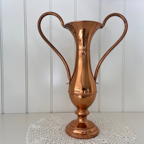 Villedieu C G Brass Vase, Stamped GARANTIE CG VILLEDIEU, Copper Flower Pot, Centerpiece, French Copper Vase, Wedding Centre Piece, Farmhouse