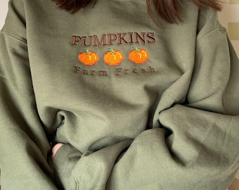 Embroidered Pumpkins Stardew Valley Sweatshirt: Farm Fresh Design