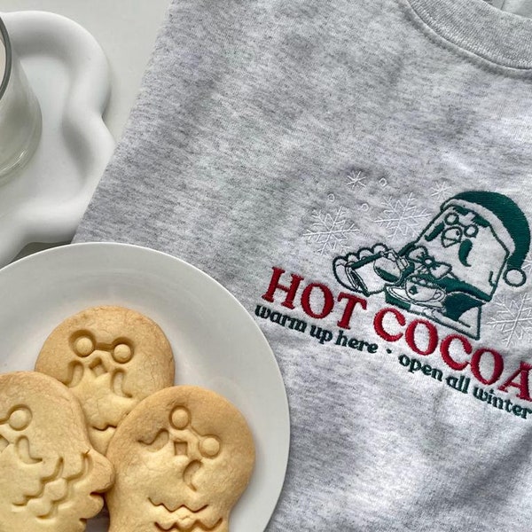 Brewster's Hot Cocoa Christmas ACNH Sweatshirt / Embroidery Sweatshirt ACNH