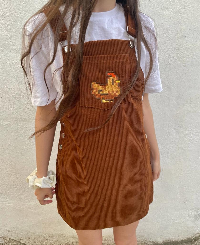 Embroidered Chicken Pinafore Dress: Stardew Valley Overalls Embroidered Chicken Pinafore Dress: Stardew Valley Overalls