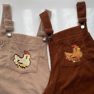 Chicken Stardew Valley Pinafore Dress / Embroidery Pinafore Dress, Overalls Stardew image 1