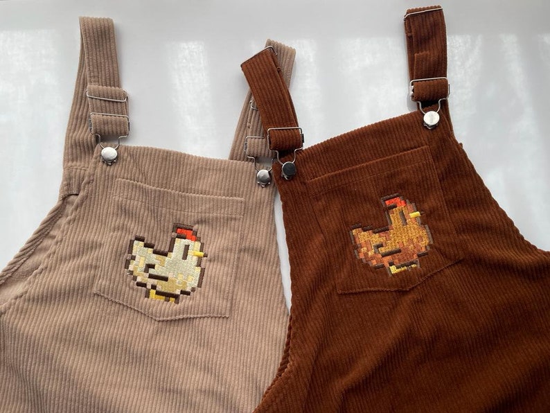 Chicken Stardew Valley Pinafore Dress / Embroidery Pinafore Dress, Overalls Stardew image 1