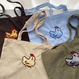 Chicken Stardew Valley Tote Bag / Embroidery Tote bag