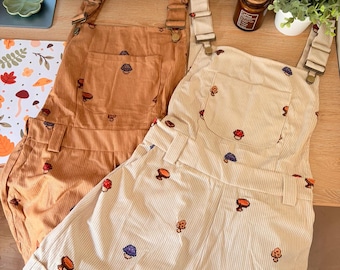 Mushrooms Stardew Valley Floral Overalls Pants /  Overalls Stardew / Stardew Autumn Overalls