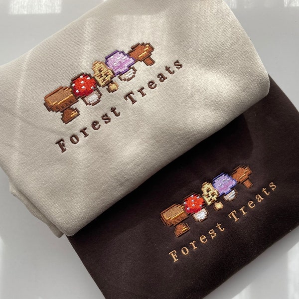 Stardew Valley-sweater: bostraktaties met geborduurde paddenstoelen