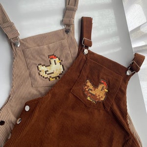 Chicken Stardew Valley Pinafore Dress / Embroidery Pinafore Dress, Overalls Stardew image 3