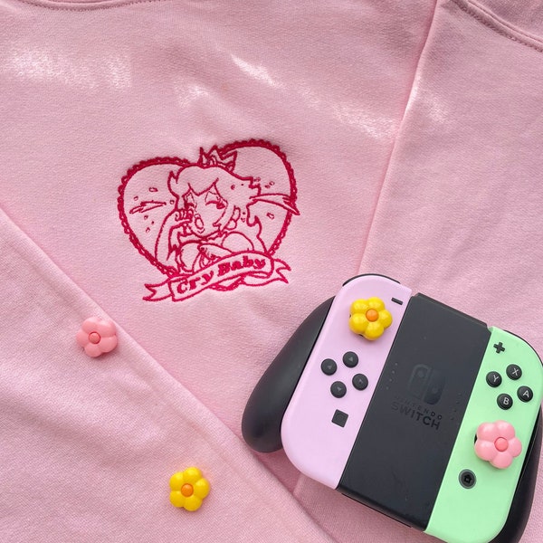 Peach Cry Baby Hoodie / Embroidery Hoodie