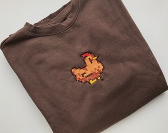 Chicken Stardew Valley Sweatshirt: Embroidered Pixel Art