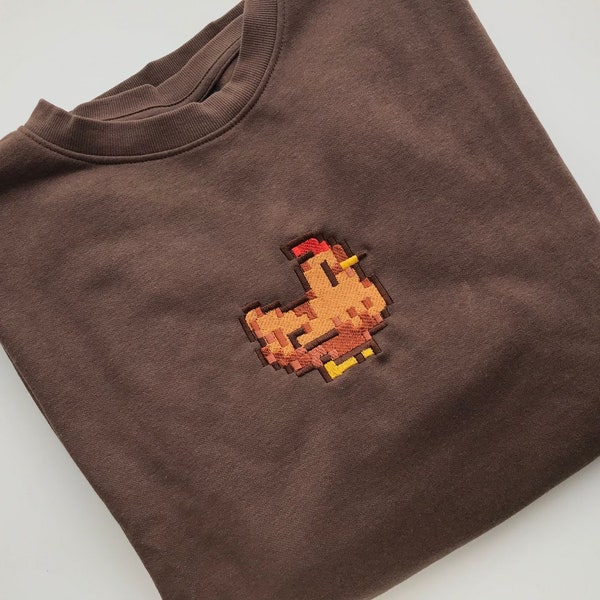 Sweater met kip Stardew Valley: geborduurde pixelart