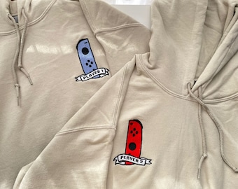 Player 1 & 2 Embroidered Couples Hoodies - Matching Set