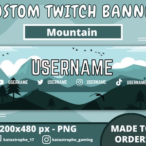 Custom Mountain Twitch Banner / Customizable / Stream / Offline / Nature / Blue / Birds