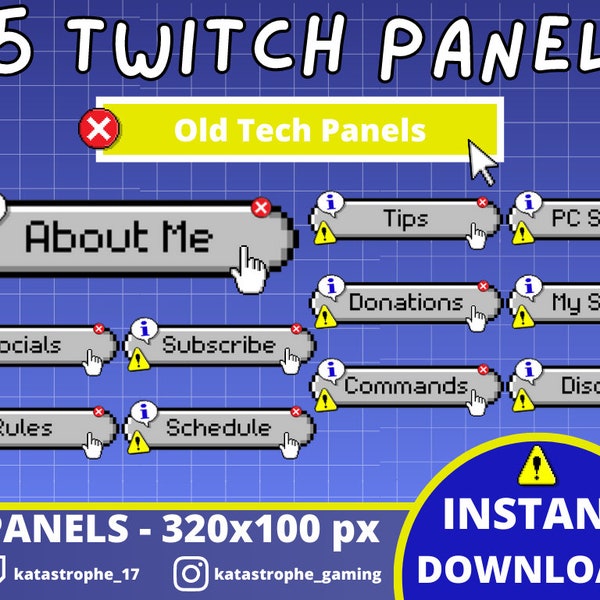 25x Twitch Old Tech Panels / Stream / Pixel / Retro / 8-Bit