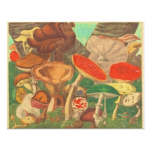 Mushroom Atlas Jigsaw Puzzle, Vintage Art Puzzle, Vintage Illustration, Psychedelic Art, French Illustration, Mushroom Lover, Games, Puzzle