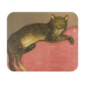 Mouse Pad with Vintage Cat Art, Art Nouveau Mousepad, Office Decor, Office Supplies, Cat Lover Gift, Gift for Her, Kawaii, Computer Supplies