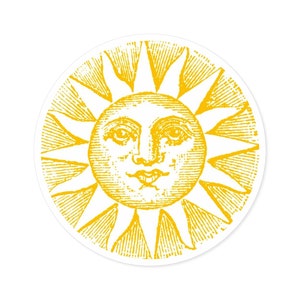 Victorian Sun Face Round Sticker, Vintage Celestial Sun Sticker, Leo Sticker, Astrology Sticker, Witchy Accessories, Zodiac Accessories