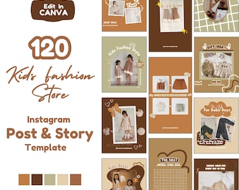 Kids Fashion Instagram Post & Story | Kids Clothing Canva Template | Kids Shop Instagram Post And Story Template | Baby Shop Instagram