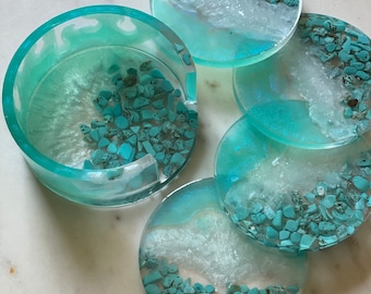 Crystal | Quartz | Semi Precious Stone | Resin | Coasters | Coaster Set | Drink Ware | Barware | Kitchen Decor | Gift Idea | House Warming