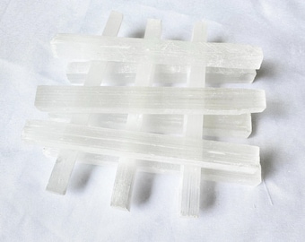 1-10 pezzi di bacchetta di selenite naturale. Bacchetta di bastoncino grezzo da 4 pollici. Selenite grezza, cristallo di selenite.