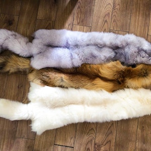 Tanned Genuine Fox Pelts almost 50 inch . 3 Colours for Choice, Extra Large,Animal Leather, Animal fur,Real Fur,Real Skin.