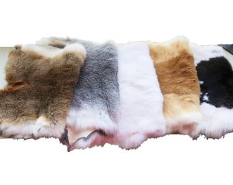 1 Pcs Natural color Rabbit Fur Pelts,40*30cm.High quality craft grade rabbit fur.