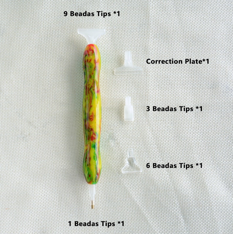 Handmade Resin Diamond Art Pen with 4 Tips & Correction Plate image 7