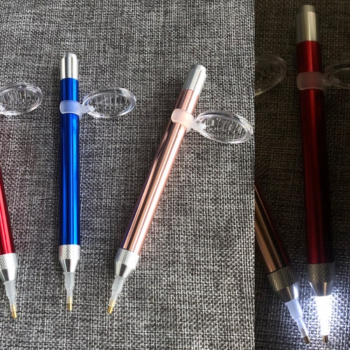 Bolígrafo perforador para pintura de diamantes con luz y lupa