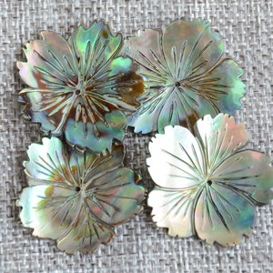 Natural Abalone Shell Flower Charm: Iridescent Pendant (1.2 inch)