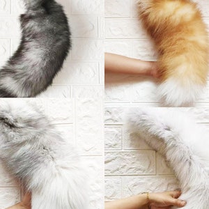 1 pcs full Foxtail, 12-18". 4 colours available, with soft fur. Animal horse farts, fox fur. fur cat toy. dog toys.