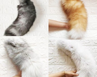 1 pcs full Foxtail, 12-18". 4 colours available, with soft fur. Animal horse farts, fox fur. fur cat toy. dog toys.