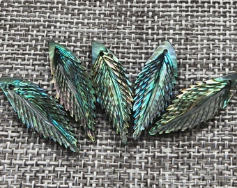 Natural Abalone Shell Leaf Pendant: Iridescent Feather Charm