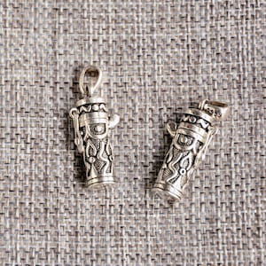Engraved Prayer Box Pendant: Silver Plated Cylinder Locket Charm