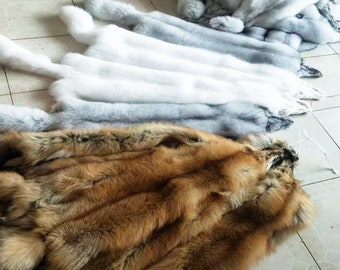 Tanned Genuine Fox Pelts,3 Colours for Choice, Extra Large,Animal Leather, Animal fur,Real Fur,Real Skin.