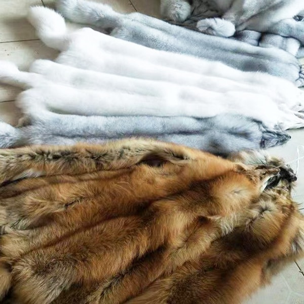 Tanned Genuine Fox Pelts,3 Colours for Choice, Extra Large,Animal Leather, Animal fur,Real Fur,Real Skin.