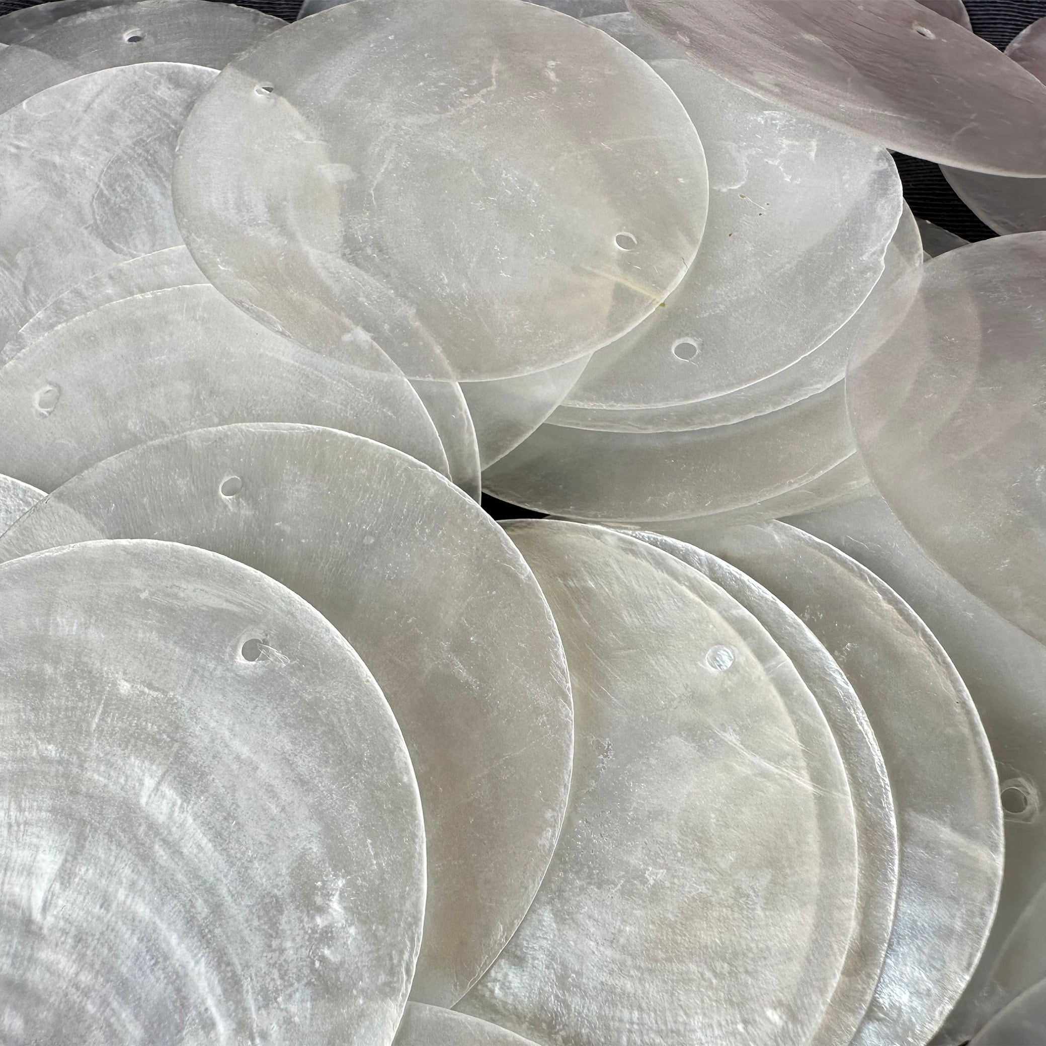 20-150 Pcs Natural Capiz Shells / 0/1/2 Holes /30/ 40/50/60/65/70mm ...