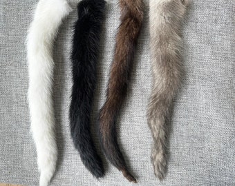 Real mink tail, available 4 colors. 12 inch long.Soft Fur, Silky Tan Tails. Animal fur.Tail