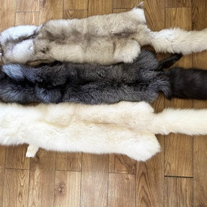 3 kleuren gelooide echte vossenvacht bijna 50 inch. Extra groot, dierenleer, dierenbont, echt bont, echte huid. Vossenhuid