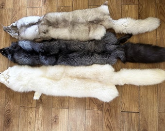 3 Farben gegerbte Echte Fuchsfelle fast 50 cm. Extra Large,Tierleder,Tierfell,Echtpelz,Echte Haut.Fuchs Fell